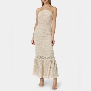 Milly Arden Crochet Stripe Floral Combo Dress in Ivory New Size 4 Revolve